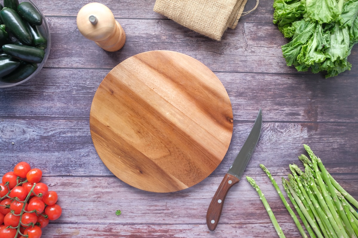 Fresh vegetables and ingredients on kitchen counter